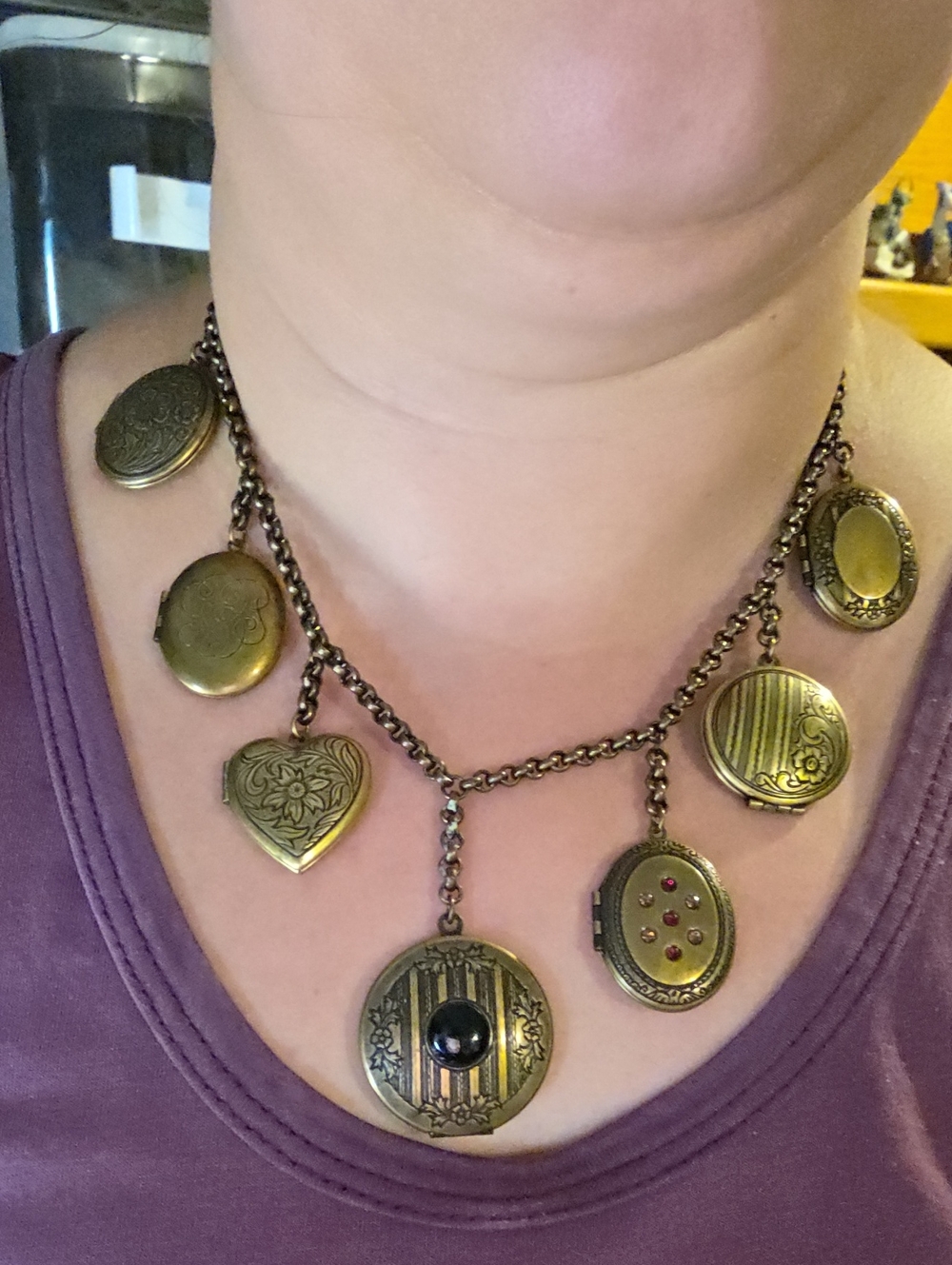 Vintage Joan Rivers Classics Collection 7 Locket Charm Necklace